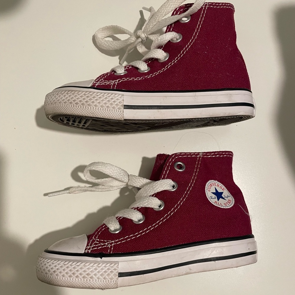 Burgundy converse high tops baby/toddler size 6